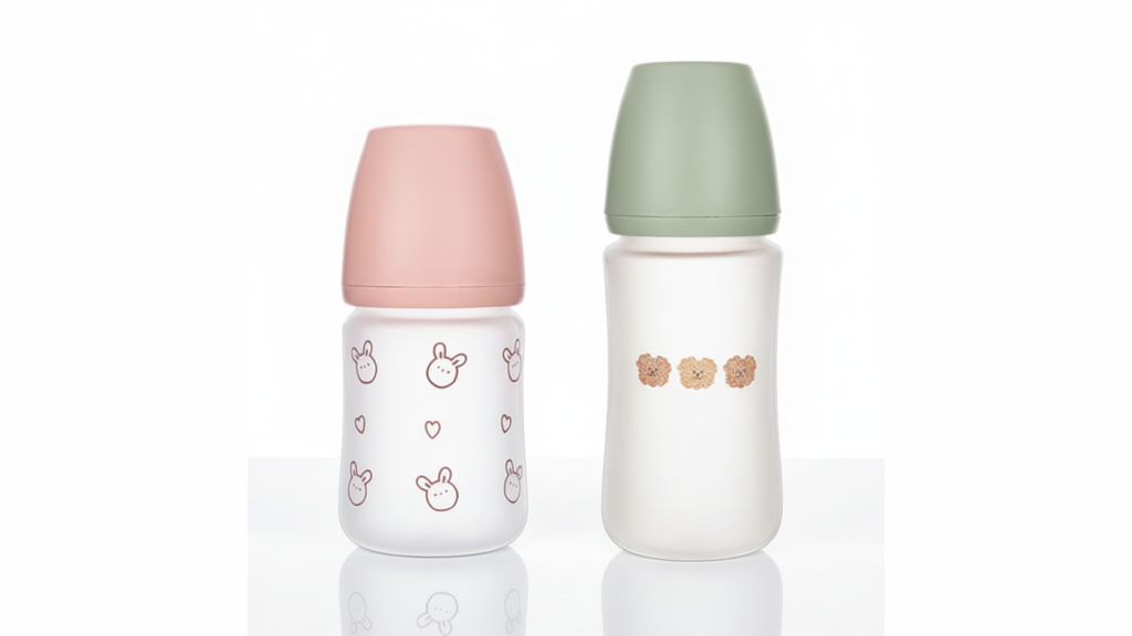 Glass baby bottle for infant feeding