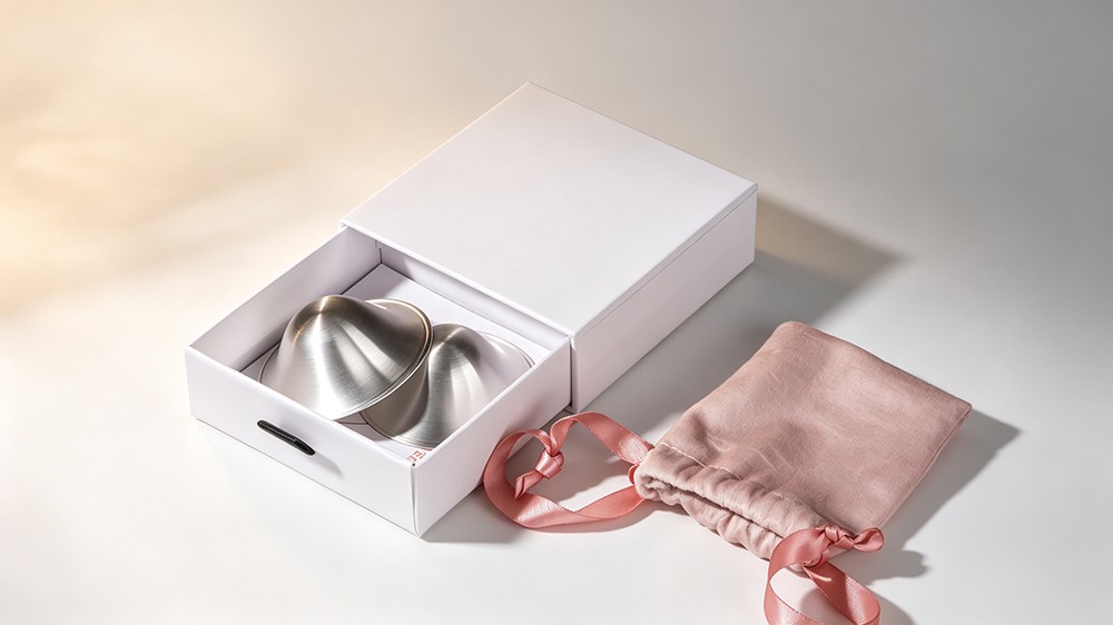 999 fine silver nursing cups with gift box and drawstring pouch